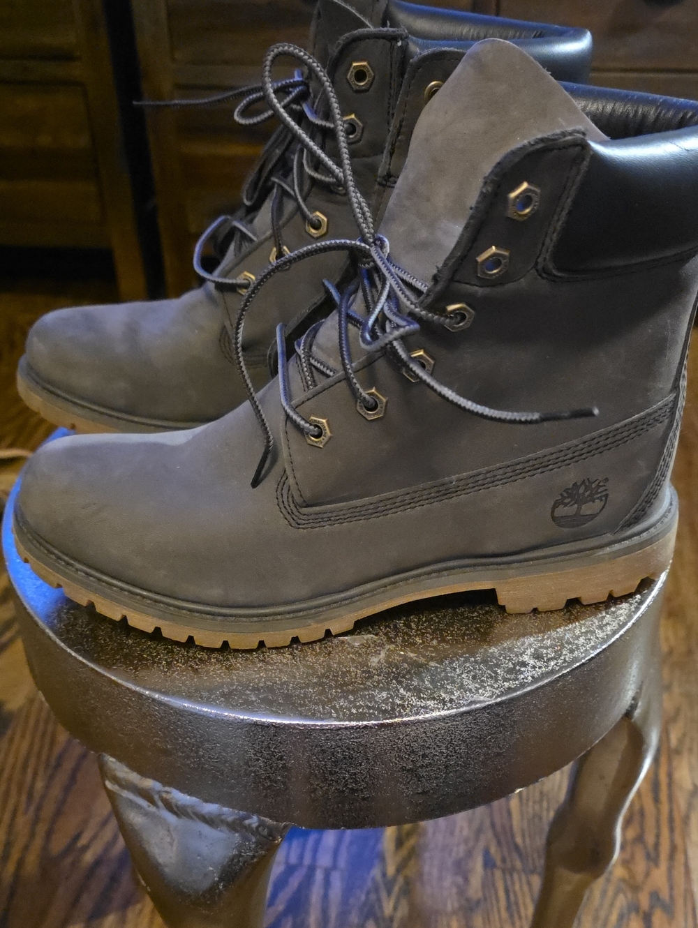 Timberland Women’s Dark Gray Nubuck Lace-Up Work Boots